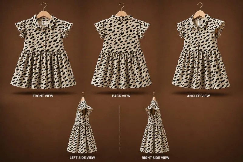 Girls Printed A-Line Dress with Flutter Sleeves – view 6