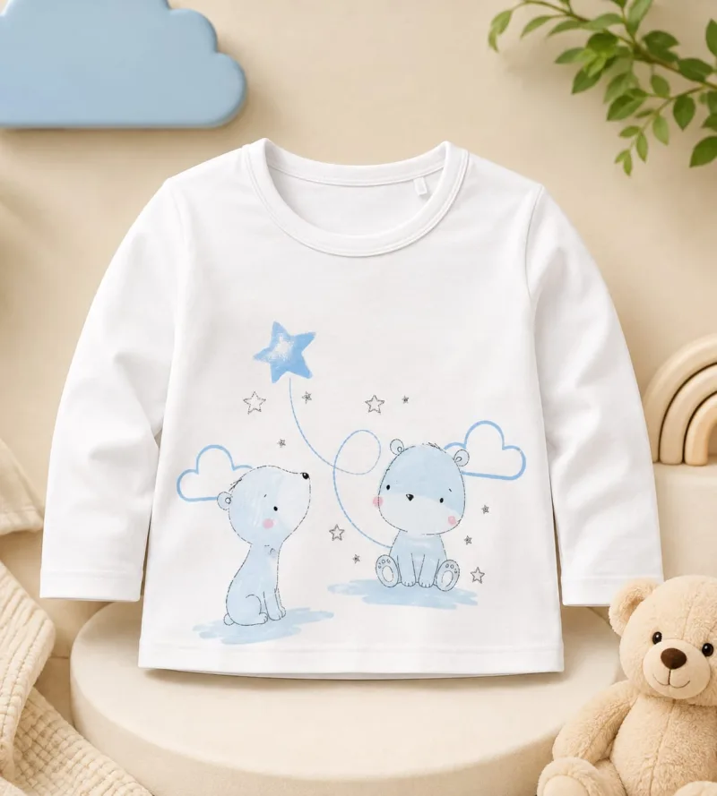 Baby Full Sleeve 100% Cotton Bear & Star Print T-Shirt – view 3