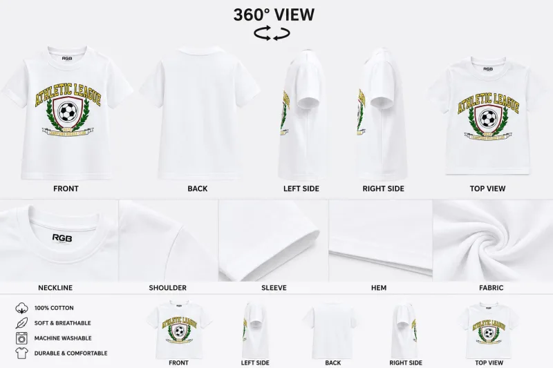 Boys White Athletic League Soccer Graphic Print T-Shirt – view 5