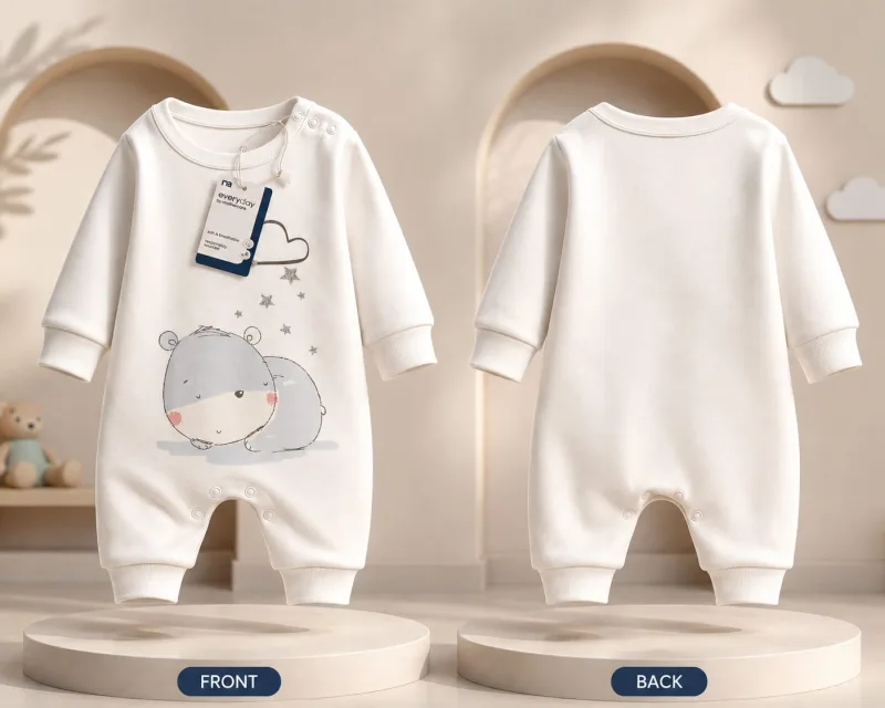 Baby Unisex Full Sleeve Cotton Animal Print Romper – view 4