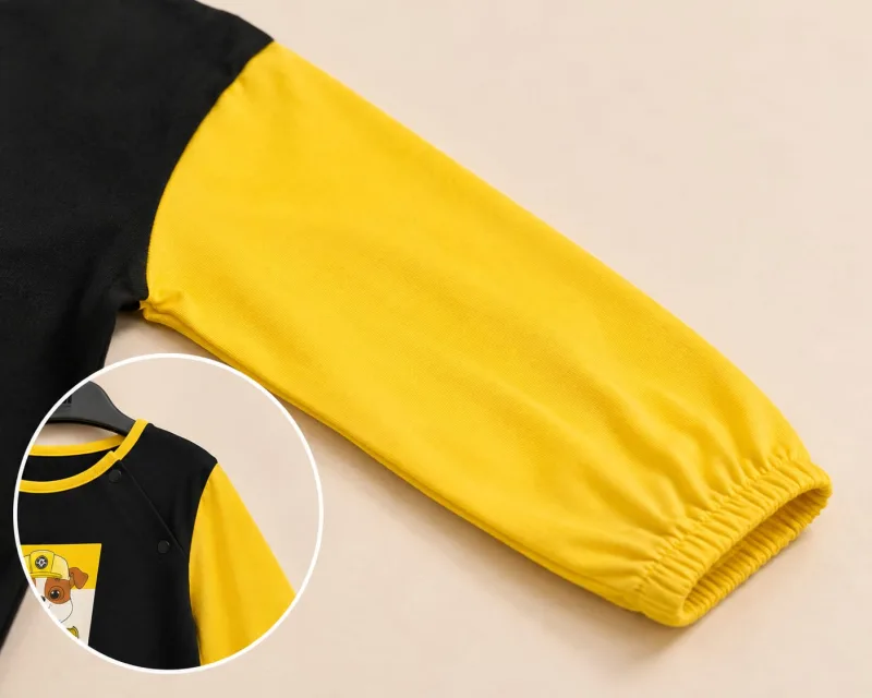 Girls Black & Yellow Cartoon Print Full Sleeve Dress – view 5