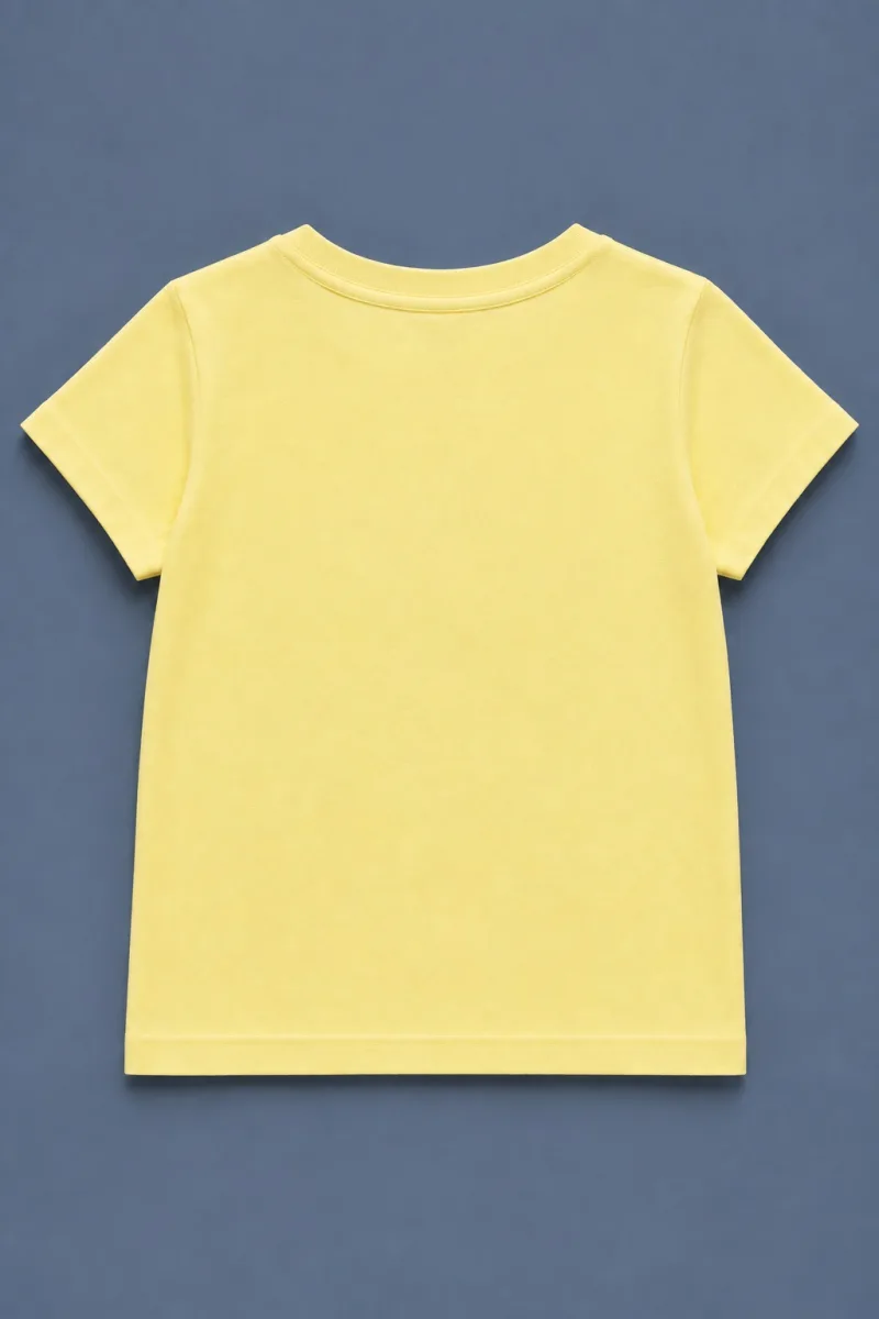 Girls Yellow Sunshine Vibes Printed Round Neck T-Shirt – view 3