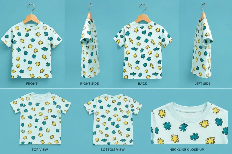 Boys Puzzle Print Round Neck T-Shirt – view 4