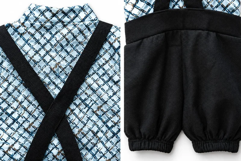 Boys Shirt with Suspender Pant Set – Checked Shirt & Black Pant – view 4