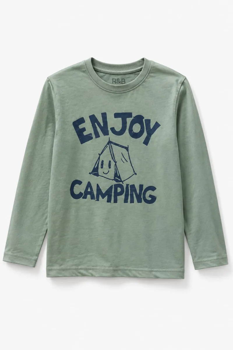 Boys Full Sleeve Printed Enjoy Camping Graphic T-Shirt – view 2