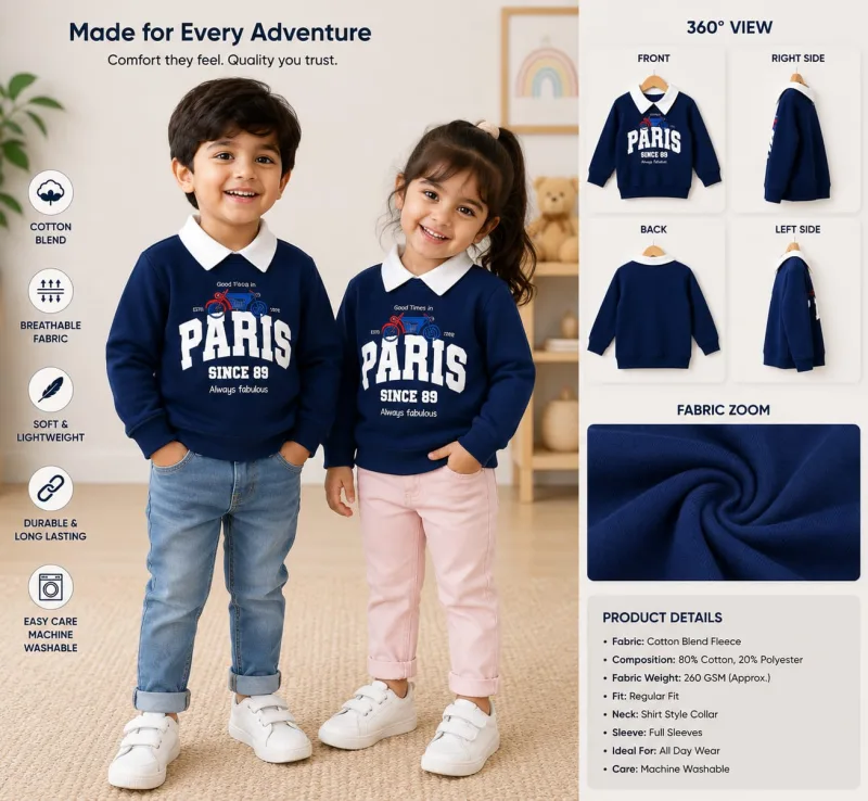Kids "Paris Since 89" Shirt-Collar Sweatshirt – view 4