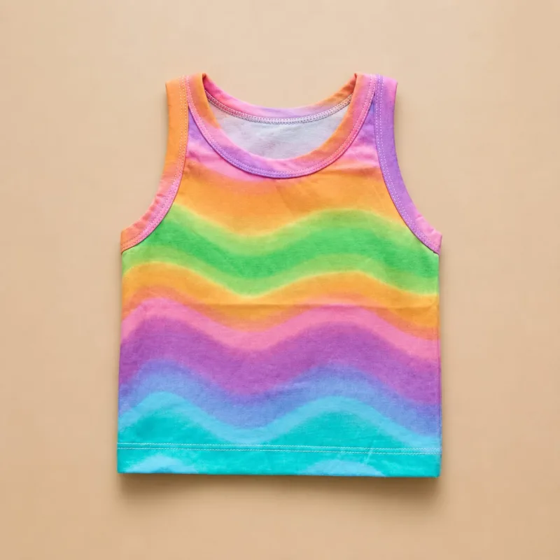 Girls Rainbow Wave Tie-Dye Tank Top – view 2